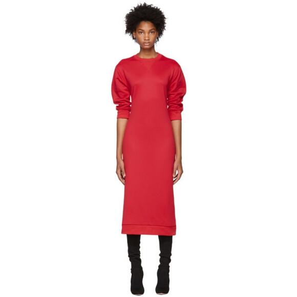 Tibi Midi Red Open Back terry Sweatshirt Dress small - Picture 2 of 14